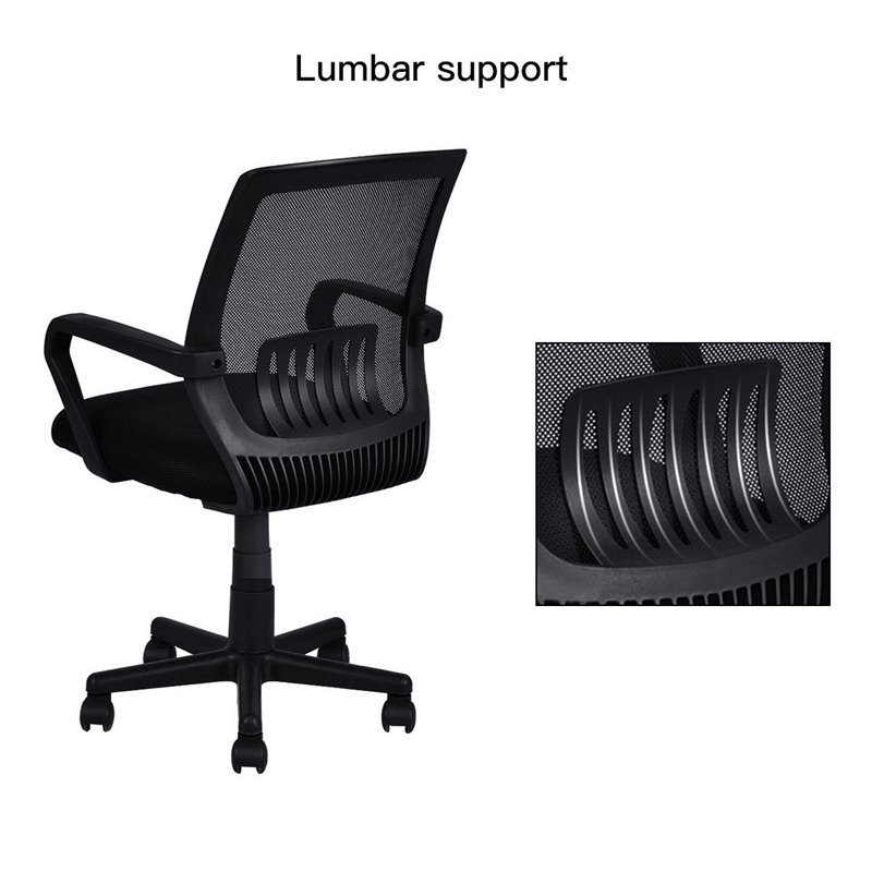 Pemberly Row Contemporary Polyurethane Mid-back Mesh Office Chairs in Black