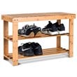 Pemberly Row 2-Tier Entryway Solid Bamboo Shoe Storage Rack Bench in Natural