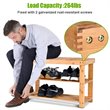 Pemberly Row 2-Tier Entryway Solid Bamboo Shoe Storage Rack Bench in Natural