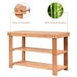 Pemberly Row 2-Tier Entryway Solid Bamboo Shoe Storage Rack Bench in Natural