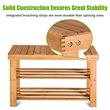 Pemberly Row 2-Tier Entryway Solid Bamboo Shoe Storage Rack Bench in Natural