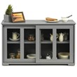 Pemberly Row MDF and Glass Kitchen Storage Cabinet with Sliding Door in Gray