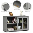Pemberly Row MDF and Glass Kitchen Storage Cabinet with Sliding Door in Gray