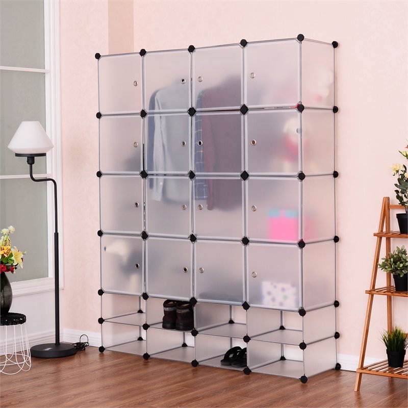 Pemberly Row PP and Steel Cube Clothes Wardrobe with Doors in Silver
