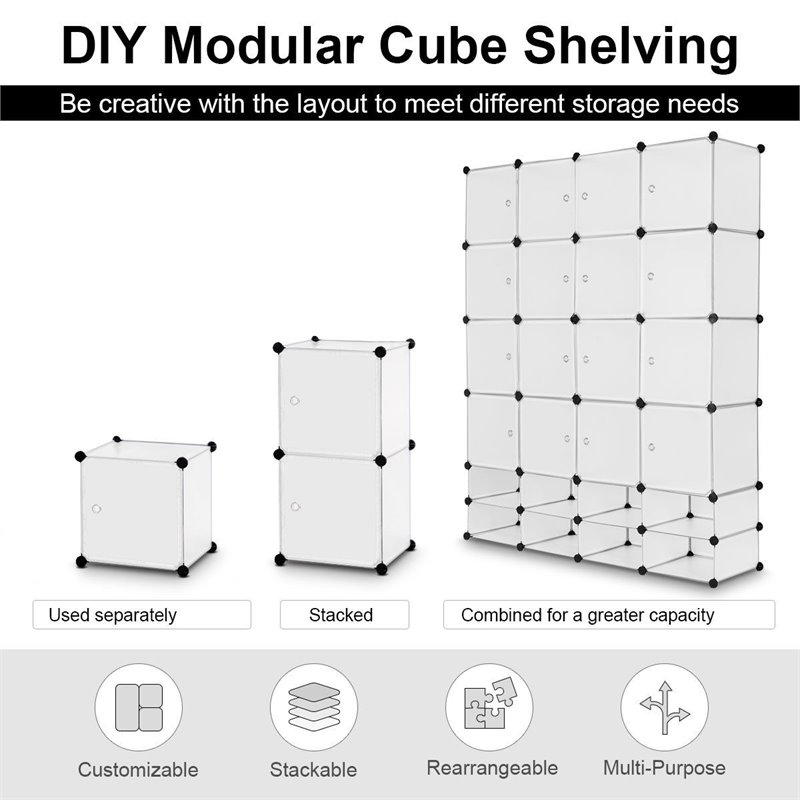 Pemberly Row PP and Steel Cube Clothes Wardrobe with Doors in Silver