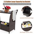 Pemberly Row Steel and Rattan Patio Rolling Bar Cart with Storage Box in Brown