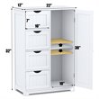 Pemberly Row MDF Board Free Standing Storage Cabinet w/ 2 Shelves in White