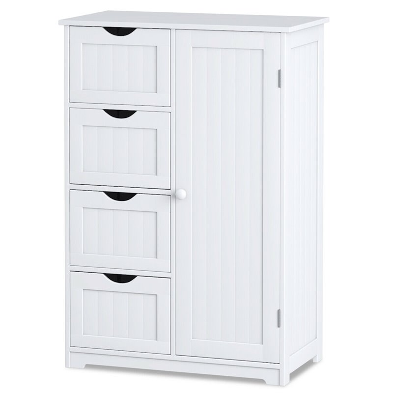 Pemberly Row MDF Board Free Standing Storage Cabinet w/ 2 Shelves in White
