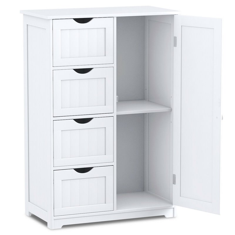 Pemberly Row MDF Board Free Standing Storage Cabinet w/ 2 Shelves in White
