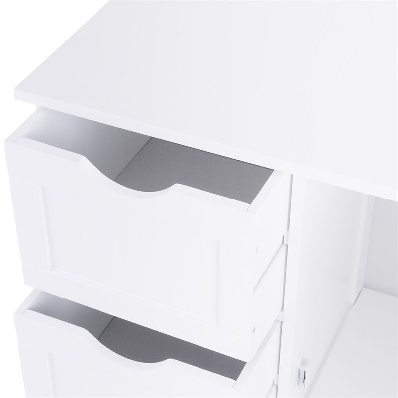Pemberly Row MDF Board Free Standing Storage Cabinet w/ 2 Shelves in White