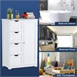 Pemberly Row MDF Board Free Standing Storage Cabinet w/ 2 Shelves in White