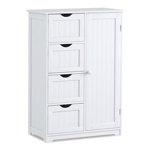 Pemberly Row MDF Board Free Standing Storage Cabinet w/ 2 Shelves in White