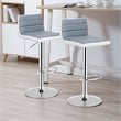 Pemberly Row PU Leather Adjustable Bar Stools in Gray/White (Set of 2)