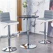Pemberly Row PU Leather Adjustable Bar Stools in Gray/White (Set of 2)