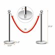Pemberly Row Stainless Steel Queue Pole in Silver/Red Velvet (Set of 6)