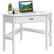 Pemberly Row Contemporary MDF and Pine Wood Corner Computer Desk in White