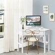 Pemberly Row Contemporary MDF and Pine Wood Corner Computer Desk in White