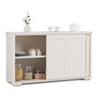 Pemberly Row MDF Kitchen Storage Cabinet with Sliding Door in White