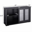 Pemberly Row MDF and Glass Kitchen Storage Cabinet with Sliding Door in Black