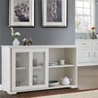 Pemberly Row MDF and Glass Kitchen Storage Cabinet with Sliding Door in White