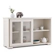 Pemberly Row MDF and Glass Kitchen Storage Cabinet with Sliding Door in White
