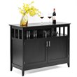 Pemberly Row MDF and Pine Kitchen Storage Cabinet with 2 Doors in Black