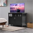 Pemberly Row MDF and Pine Kitchen Storage Cabinet with 2 Doors in Black