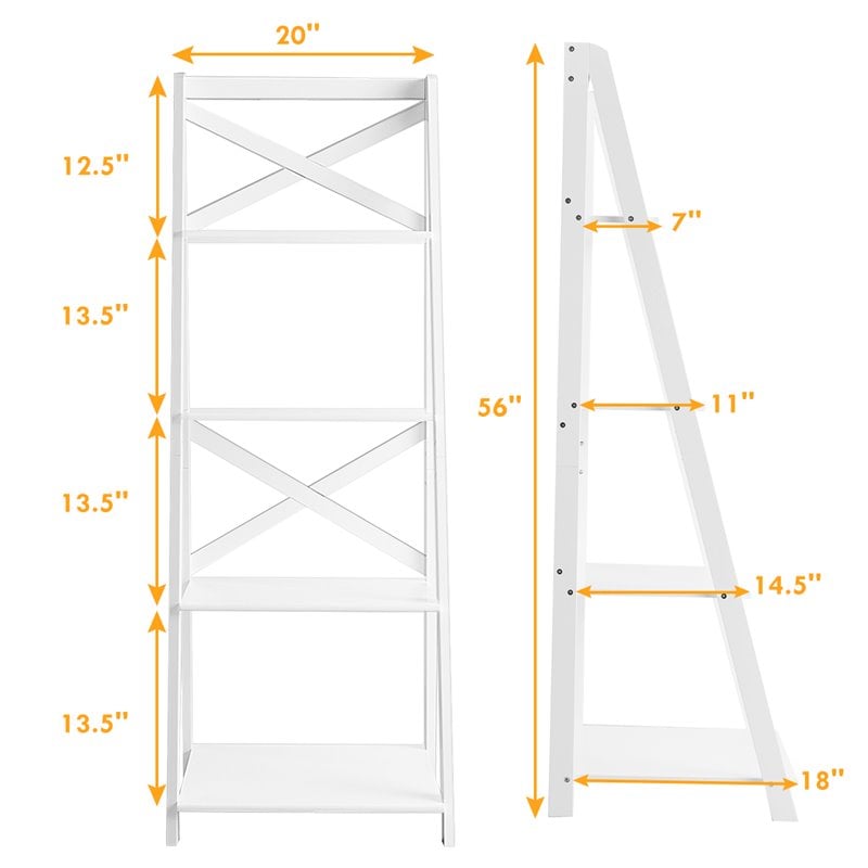 Pemberly Row 4-Tier Contemporary MDF Board Multifunctional Ladder Shelf in White