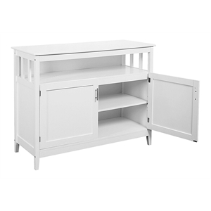 Pemberly Row MDF and Pine Kitchen Storage Cabinet with 2 Doors in White