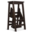 Pemberly Row 3-tier Pine Wood Multi-function Folding Ladder in Coffee