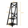 Pemberly Row 4-Tier Contemporary MDF Multifunctional Ladder Shelf in Black