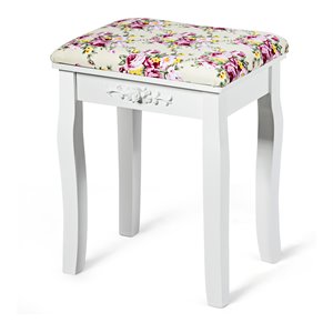 Pemberly Row 20&quot Contemporary Pine Wood Makeup Dressing Stool in White