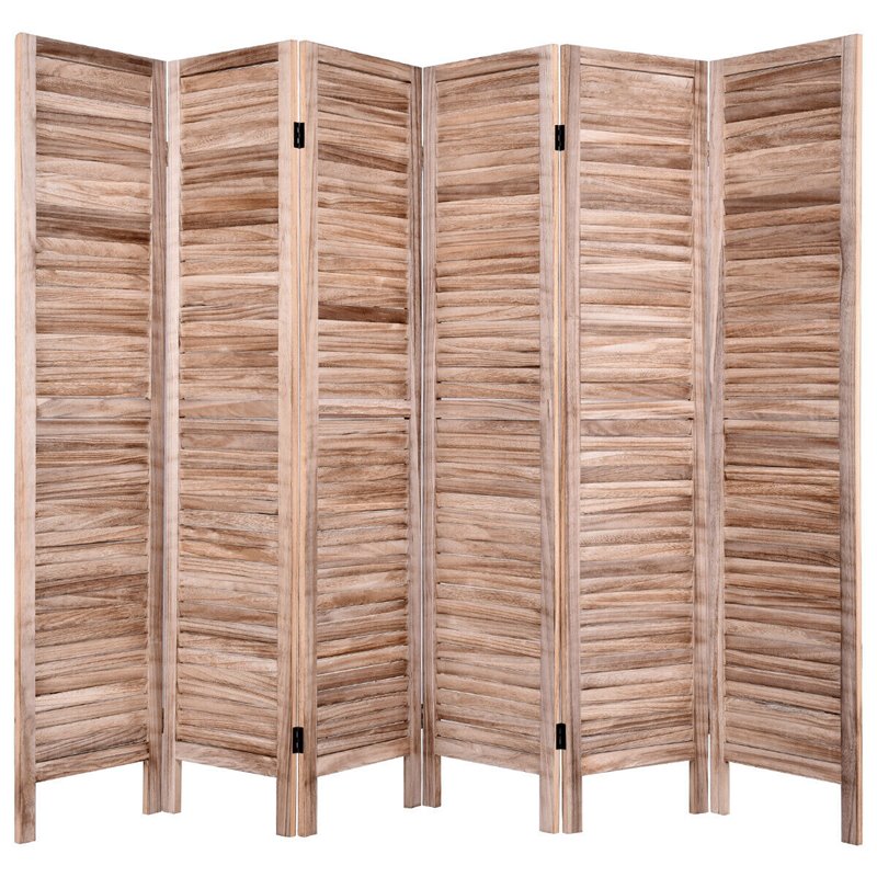 Pemberly Row 6-panel Contemporary Paulownia Wood Room Divider in Brown