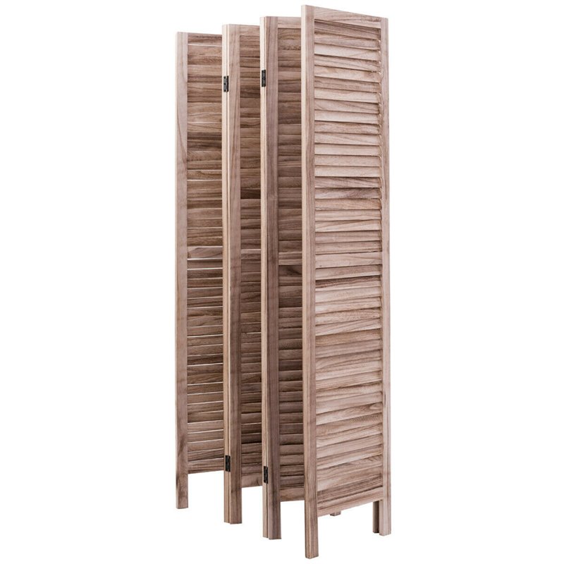 Pemberly Row 6-panel Contemporary Paulownia Wood Room Divider in Brown