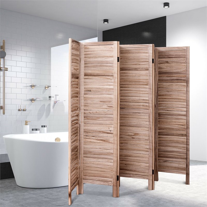 Pemberly Row 6-panel Contemporary Paulownia Wood Room Divider in Brown