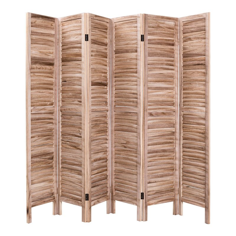 Pemberly Row 6-panel Contemporary Paulownia Wood Room Divider in Brown