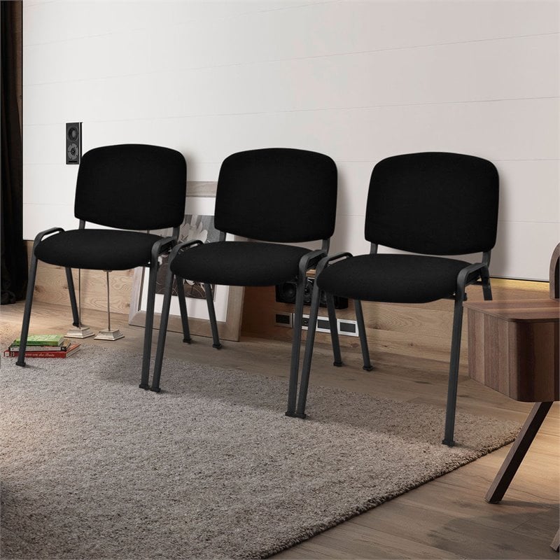 Pemberly Row Contemporary Steel Conference Office Chairs in Black (Set of 5)