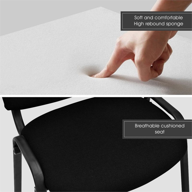 Pemberly Row Contemporary Steel Conference Office Chairs in Black (Set of 5)