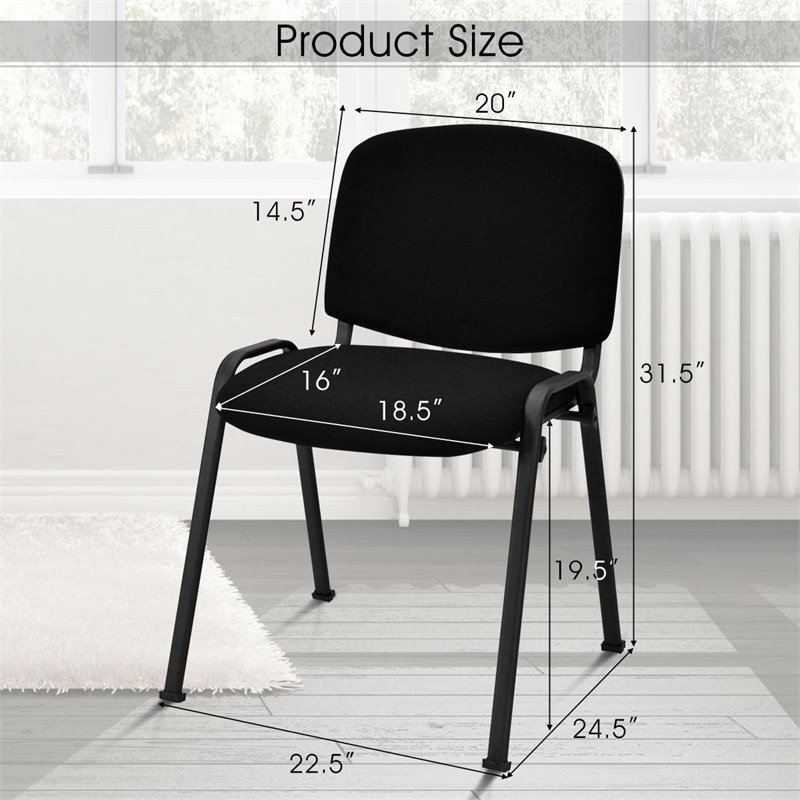 Pemberly Row Contemporary Steel Conference Office Chairs in Black (Set of 5)