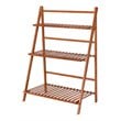 Pemberly Row 3-tier Contemporary Bamboo Folding Flower Pot Shelf in Light Brown