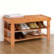 Pemberly Row 3-tier Contemporary Bamboo Shoe Rack Bench in Natural