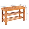 Pemberly Row 3-tier Contemporary Bamboo Shoe Rack Bench in Natural