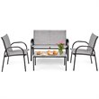 Pemberly Row 4-piece Contemporary Steel Patio Furniture Set in Gray