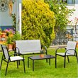 Pemberly Row 4-piece Contemporary Steel Patio Furniture Set in Gray