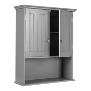 Pemberly Row Contemporary MDF Wall Mount Bathroom Cabinet in Gray