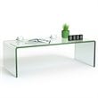 Pemberly Row Contemporary Tempered Glass Coffee Table in Clear Finish