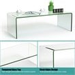 Pemberly Row Contemporary Tempered Glass Coffee Table in Clear Finish