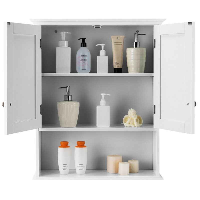 Pemberly Row Contemporary Premium MDF Wall Cabinets with 2 Doors in White