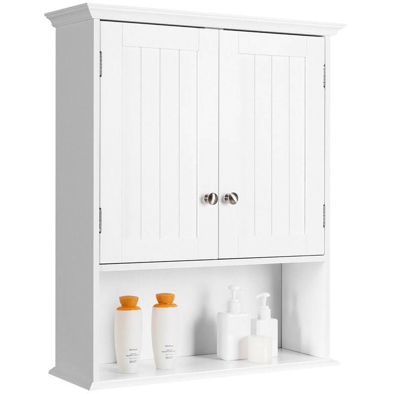Pemberly Row Contemporary Premium MDF Wall Cabinets with 2 Doors in White