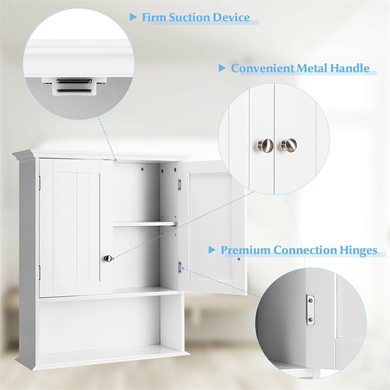 Pemberly Row Contemporary Premium MDF Wall Cabinets with 2 Doors in White